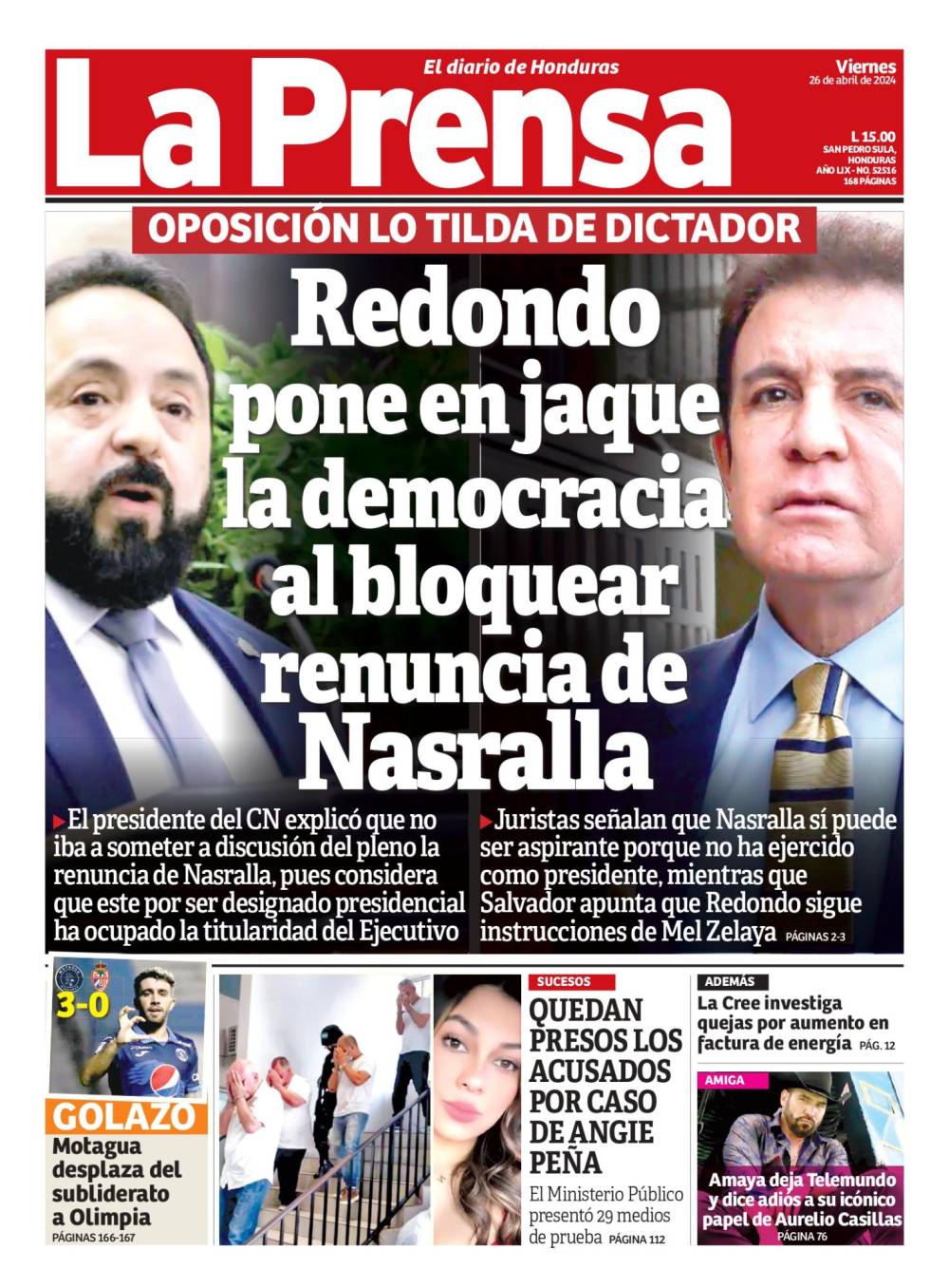 Redondo pone en jaque mate la democracia al bloquear renuncia de Nasralla