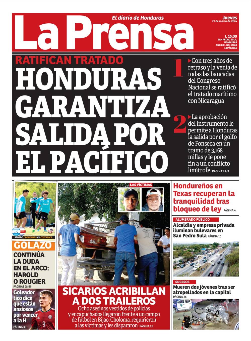 Honduras garantiza salida por el Pacífico