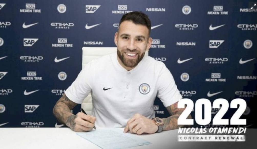 Manchester City renueva a Otamendi. El jugador argentino permanecerá en la disciplina citizen hasta el año 2022.