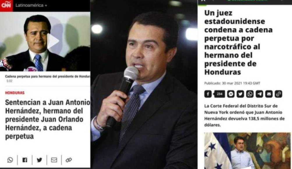 Medios internacionales hicieron eco de la noticia relacionada a la sentencia a cadena perpetua más 30 años de prisión al excongresista hondureño y hermano del presidente de Honduras, Juan Antonio 'Tony' Hernández.