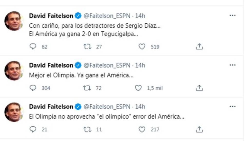 El siempre polémico comentarista mexicano David Faitelson no pudo faltar para opinar del duelo y así lo vivió en su cuenta de Twitter.