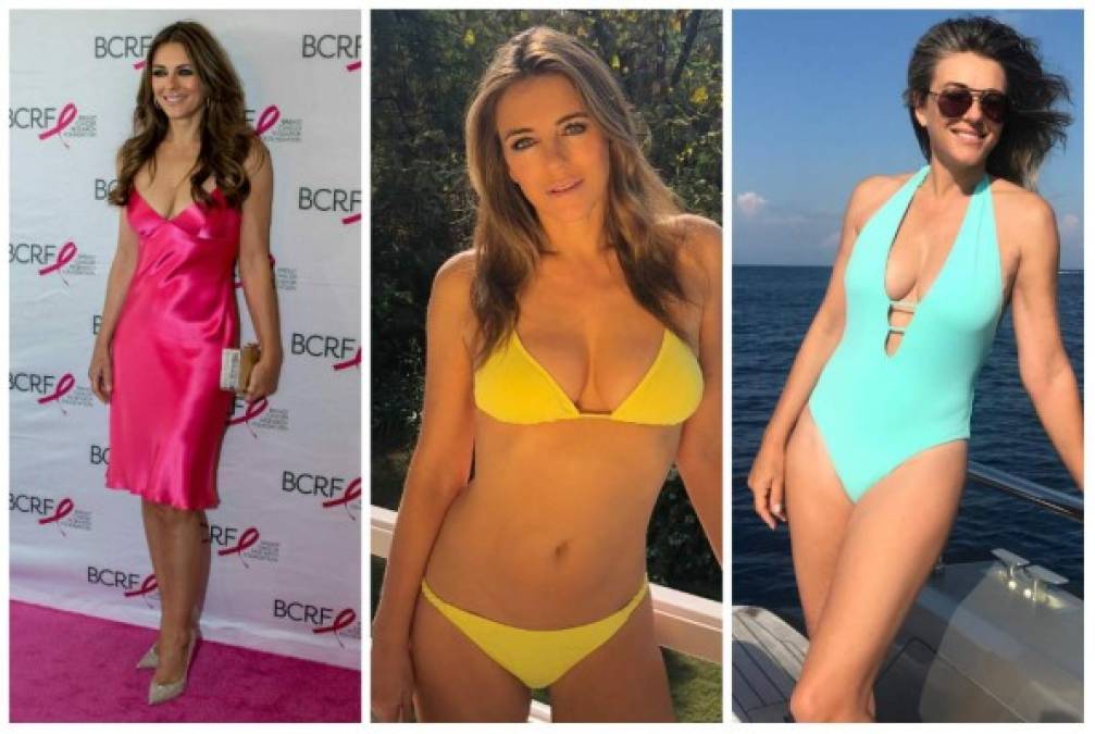 Elizabeth Hurley<br/>53 años<br/><br/>La modelo y actriz británica luce increíble, algo de lo que ella esta consciente y deja ver con sus constantes bikinazos en las redes sociales.<br/><br/>