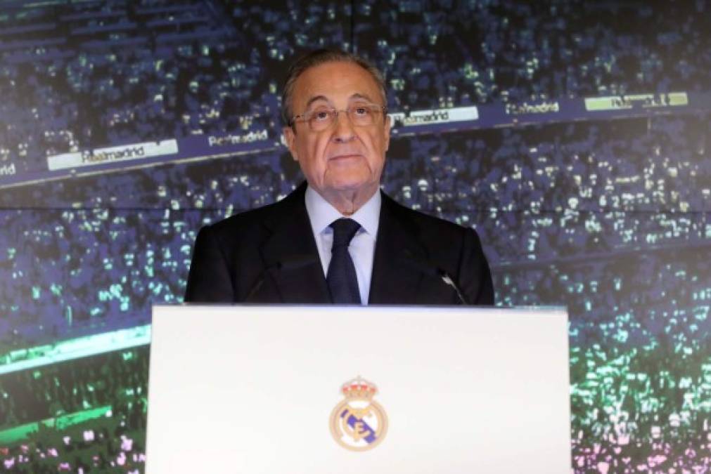 GRAF2956. MADRID, 11/03/2019.- El presidente del Real Madrid, Florentino Pérez, comparece ante los medios de comunicación para presentar el regreso del francés Zinedine Zidane como entrenador del club blanco, esta tarde en la sala de prensa del estadio Santiago Bernabéu. EFE/ Ballesteros