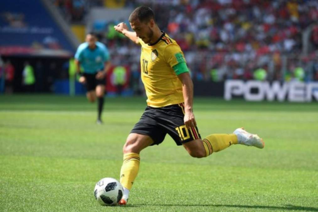Eden Hazard de Bélgica lleva dos tantos en el Mundial de Rusia, uno de penal.