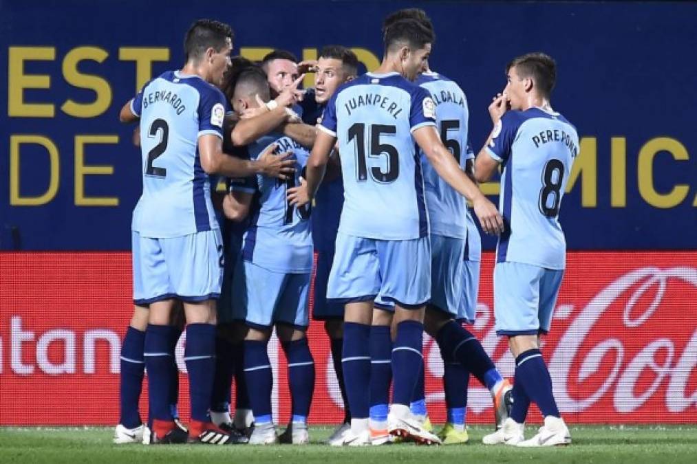 Los jugadores del Girona celebrando el gol del uruguayo Christian Stuani ante Villarreal.