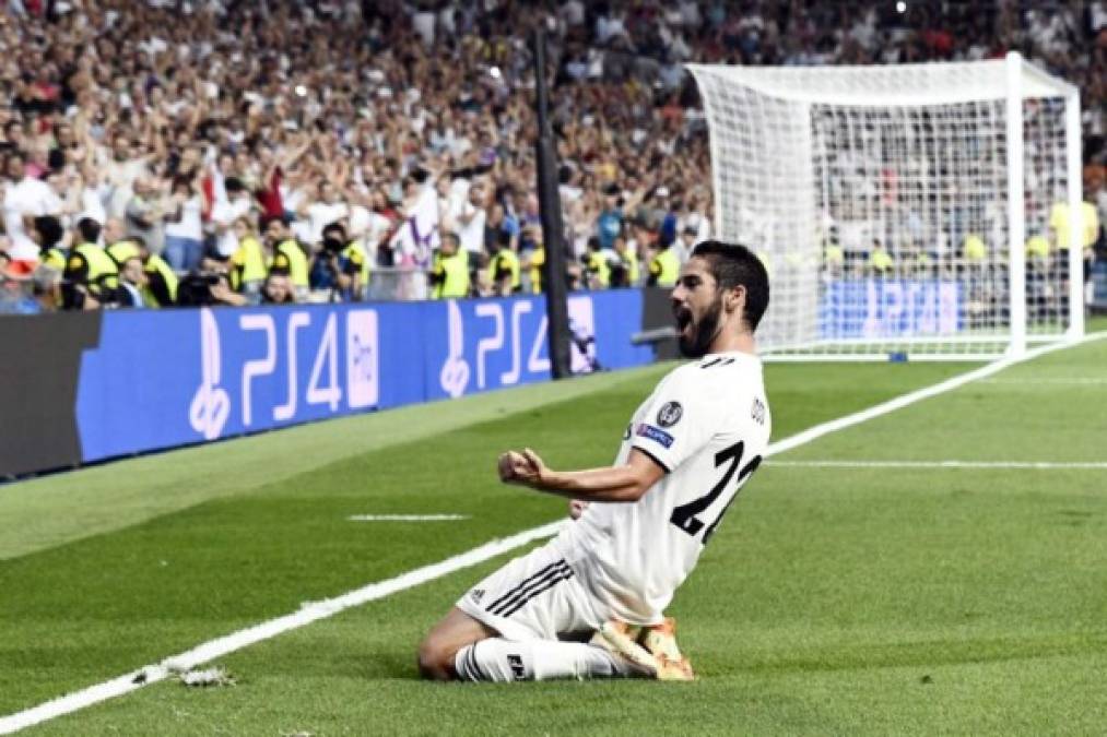 Así festejó Isco el primer gol del Real Madrid en la Champions League 2018-2019.