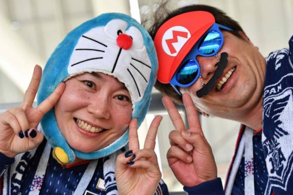 Los japoneses pusieron el ambiente en el partido Colombia-Japón. Foto AFP