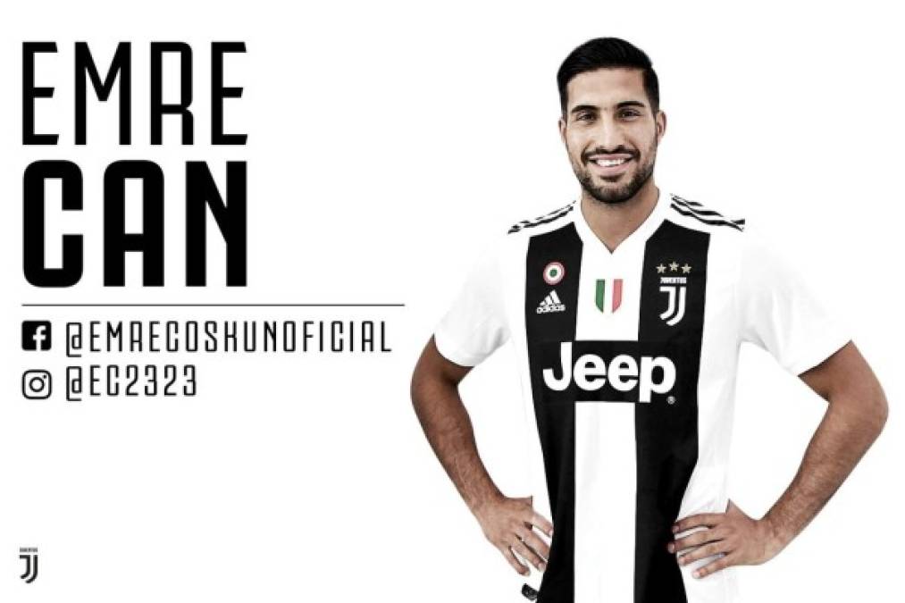 La Juventus hizo oficial el fichaje del centrocampista turco Emre Can, que firma con el conjunto turinés hasta junio de 2022. Llega procedente del Liverpool.