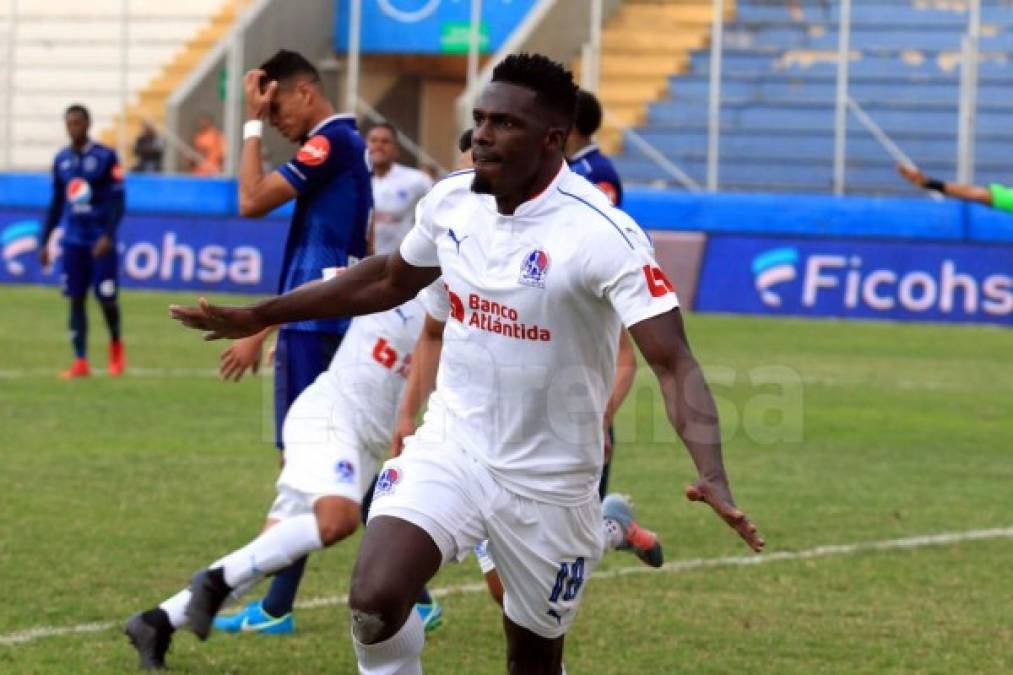 La celebración del goleador colombiano tras vacunar al Motagua.