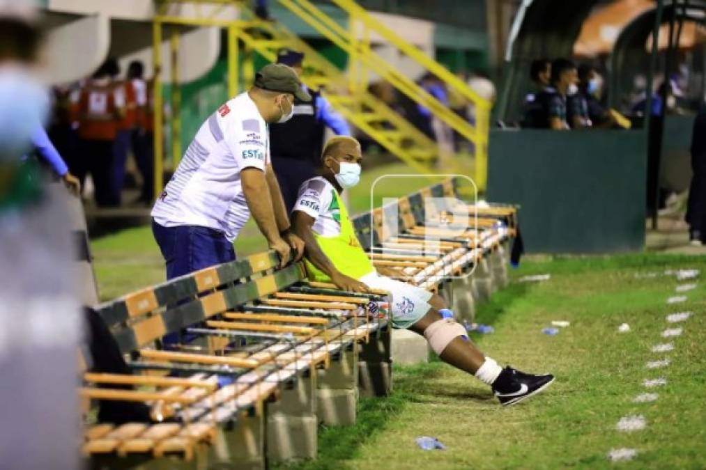 Un jugador del Platense terminó lesionado por un golpe en la rodilla derecha.