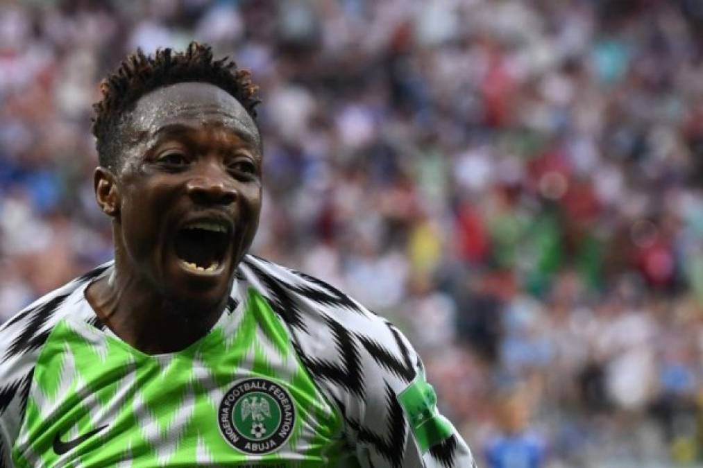 Ahmed Musa de Nigeria lleva dos tantos en el Mundial de Rusia.