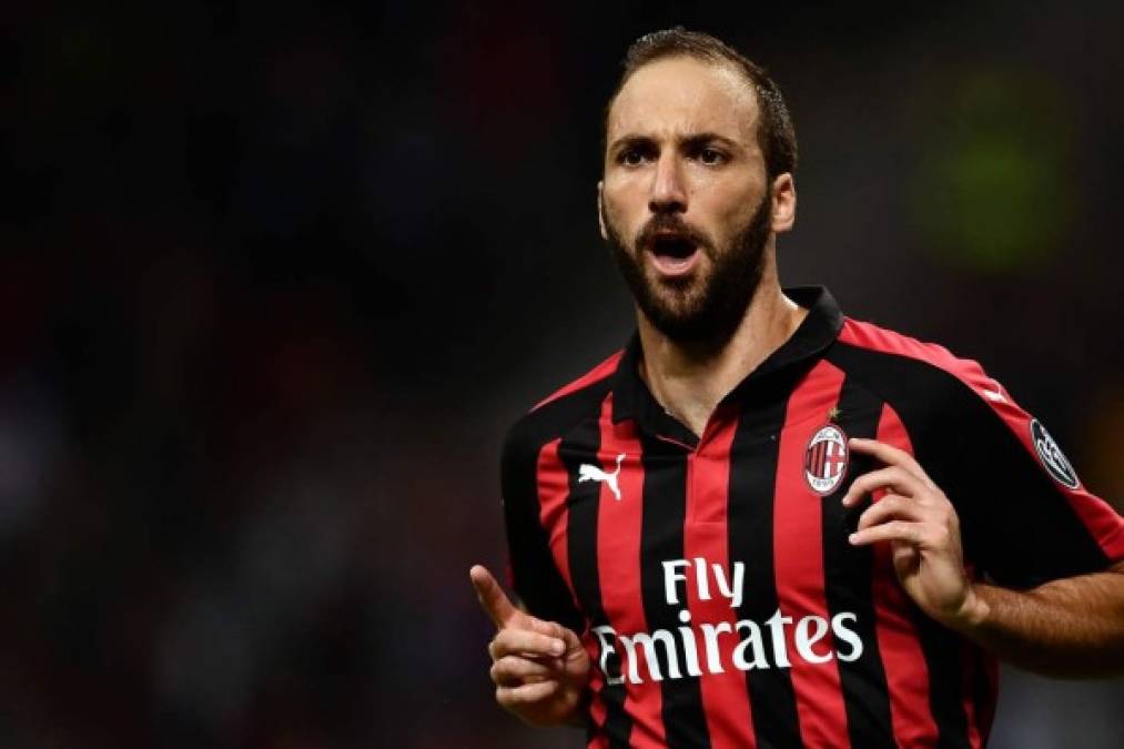 2. Gonzalo Higuaín - El delantero argentino del AC Milan cobra un sueldo de 9,5 millones de euros.