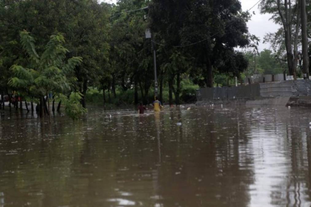 Solamente un drenaje existe en el lugar y este es insuficiente para aliviar la cantidad de agua que se acumula formando una laguna.