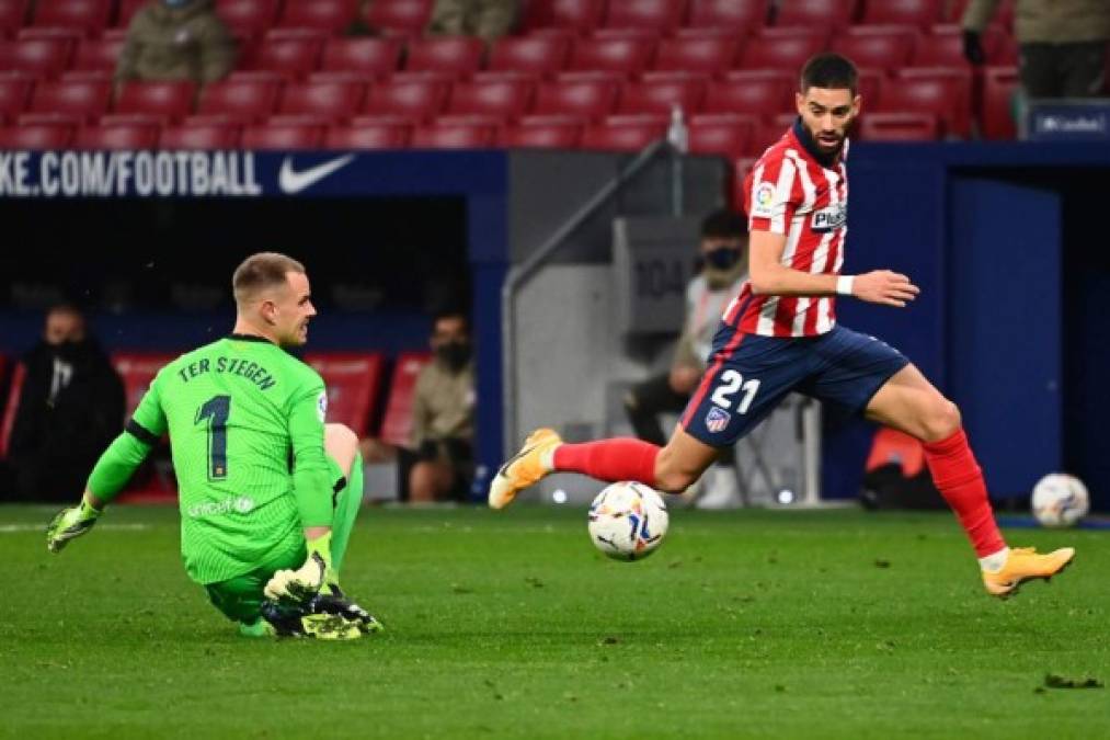 El belga Carrasco anotó el gol de la victoria del Atlético al aprovechar una salida innecesaria del portero Ter Stegen.