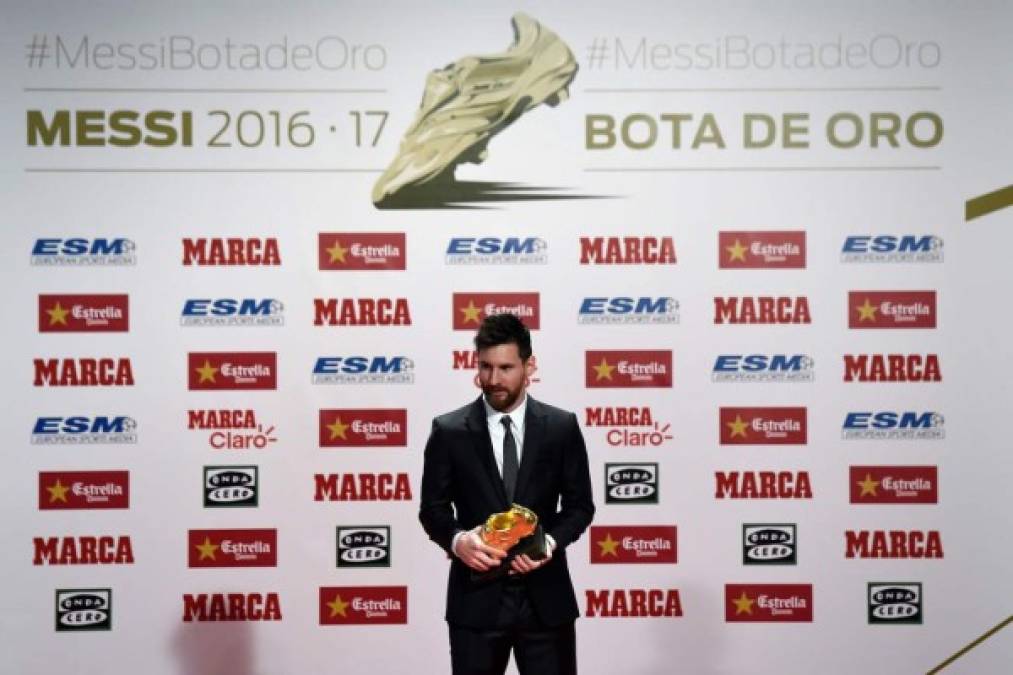 Messi se llevó su cuarta bota dorada tras hacer 37 goles la pasada temporada con el Barcelona.