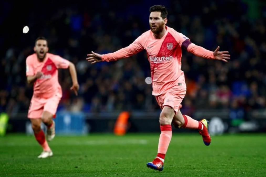 Messi celebrando su primer golazo del partido.