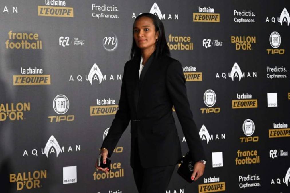 Lyon's French defender Wendie Renard arrives to attend the Ballon d'Or France Football 2019 ceremony at the Chatelet Theatre in Paris on December 2, 2019. (Photo by Anne-Christine POUJOULAT / AFP)