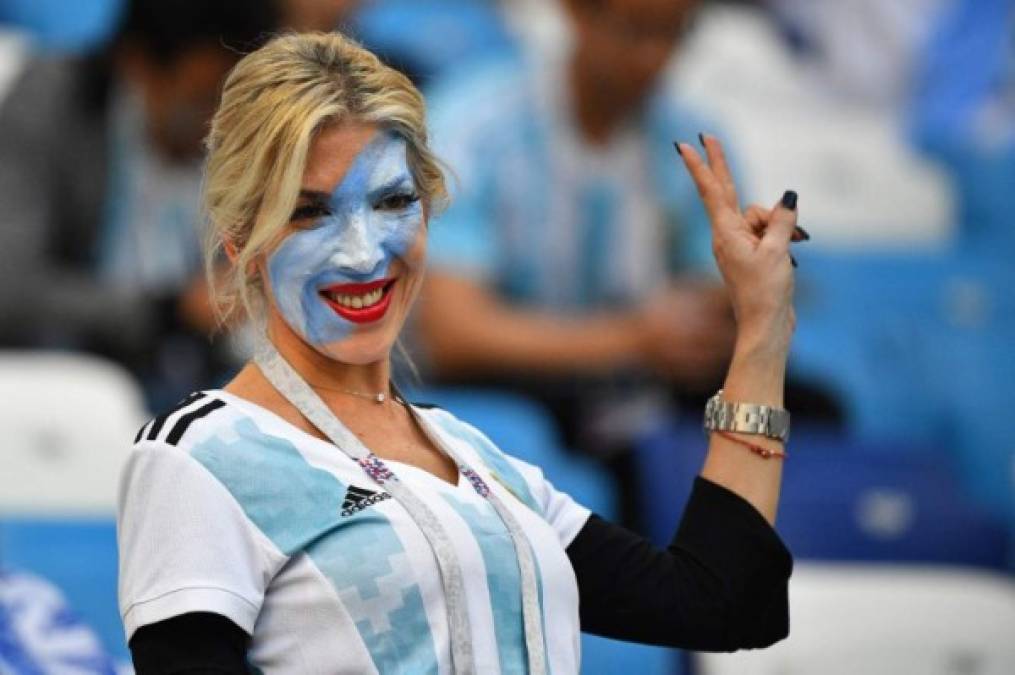La alegría de una argentina antes de caer frente a Croacia.