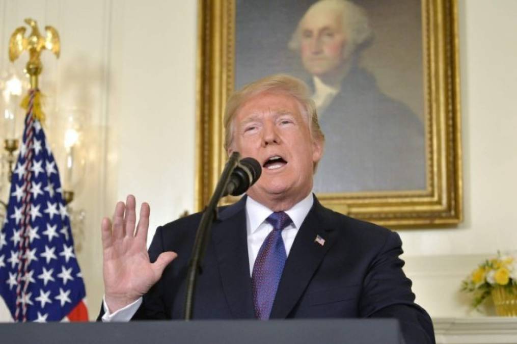 El presidente de Estados Unidos Donald Trump durante el discurso en la Casa Blanca sobre el ataque a Siria.