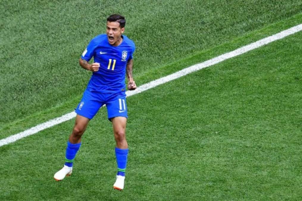 Philippe Coutinho de Brasil lleva tres goles en el Mundial.