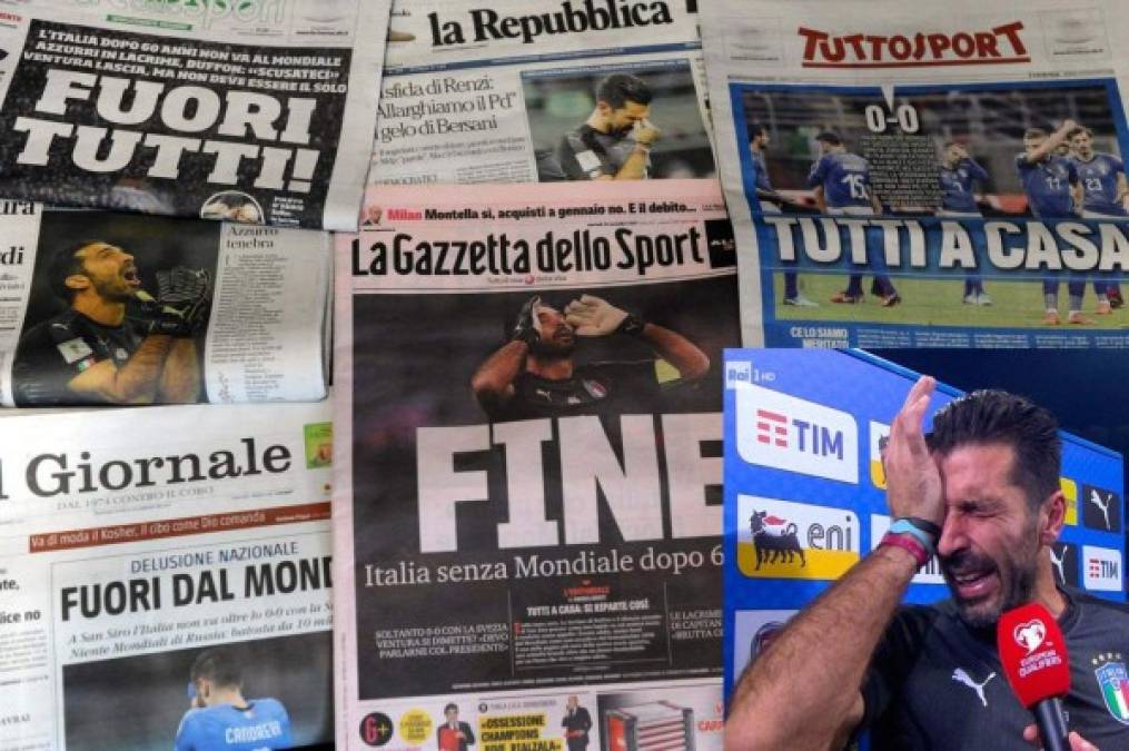 Italia se despertó este martes aún asombrada luego de la eliminación de su Selección a manos de Suecia. Enojo, incredulidad, rechazo: las portadas de los principales diarios del país reflejaron los sentimientos de toda la nación.