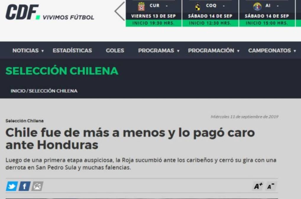 Los medios de Chile se han mostrado preocupados por el accionar de su selección.