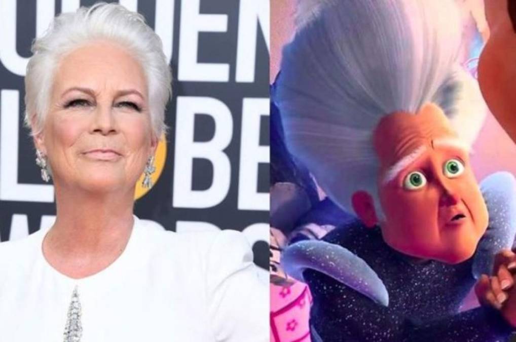 Jamie Lee Curtis también llamó la atención con su cabellera platinada.