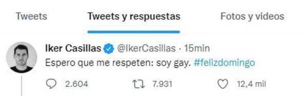 Todo comenzó cuando en el perfil de Twitter de Iker Casillas apareció un tuit que decía los siguiente: “Espero que me respeten: soy gay #felizdomingo”.