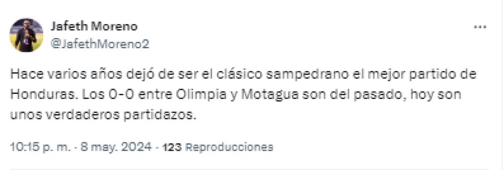 “Hace varios años dejó de ser el clásico sampedrano el mejor partido de Honduras. Los 0-0 entre Olimpia y Motagua son del pasado, hoy son unos verdaderos partidazos”, Mario Jafeth Moreno de GOLAZO.