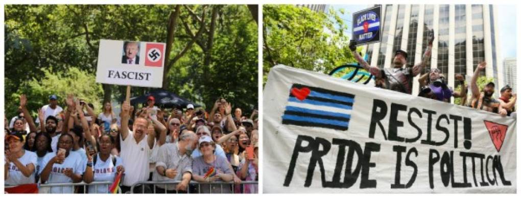 Este año, muchos marcharon con las pancartas 'Resiste' de los opositores a Trump, denunciando al gobierno republicano y a sus propuestas legislativas -en particular, la derogación de la ley de salud Obamacare - y el cuestionamiento de los derechos de los transexuales. <br/>