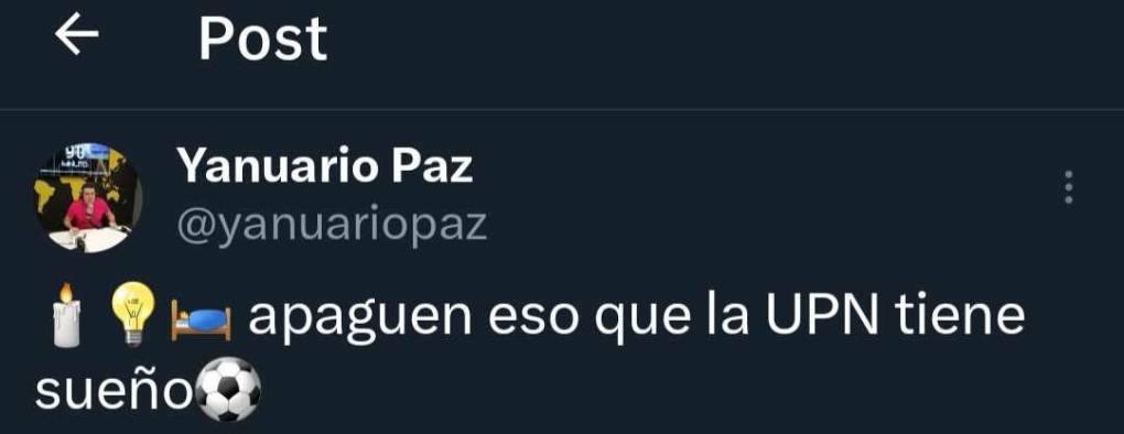 Yanuario Paz dejó este mensaje en sus redes sociales.