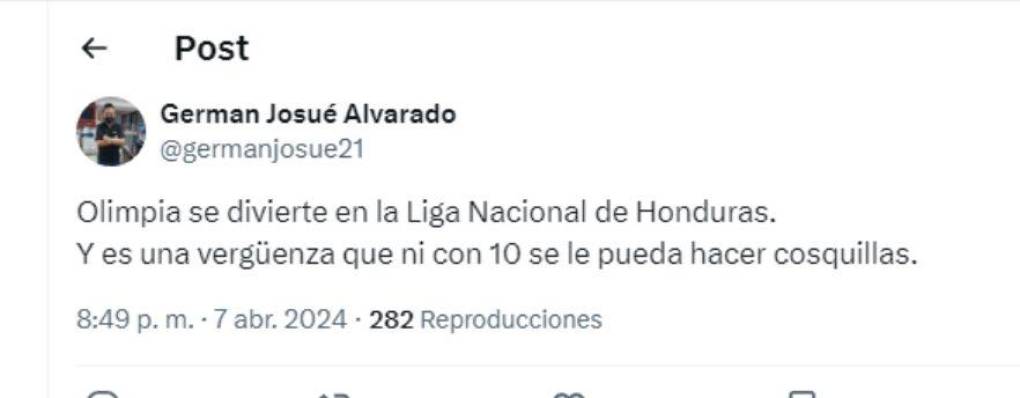 ”Olimpia se divierte en la Liga Nacional de Honduras”, indicó German Alvarado de Diario LA PRENSA.