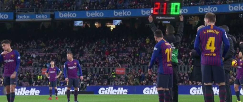 Tras el gol del Leganés,el delantero Lionel Messi tuvo que ingresar al terreno de las acciones en el minuto 65. Ingresó por Aleñá.