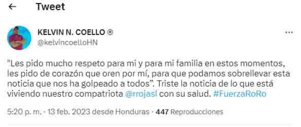 El mensaje del periodista hondureño Kelvin Coello.