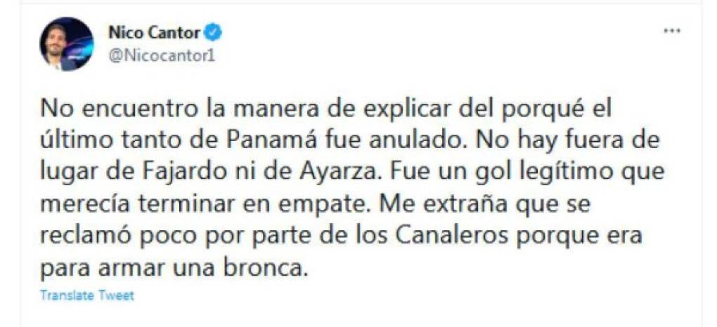 El periodista Nicolás Cantor señaló que el gol de Panamá era legítimo.