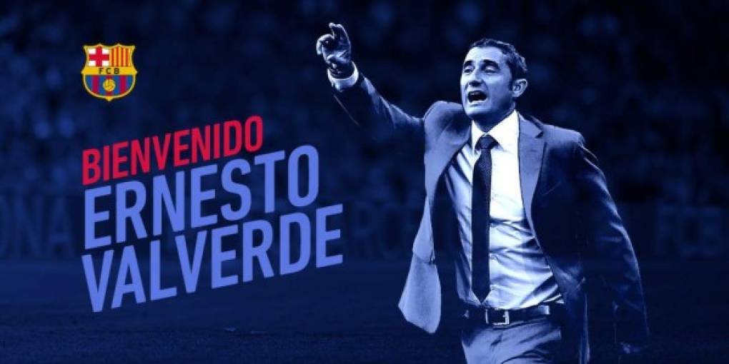 Ernesto Valverde: Ha sido nombrado como nuevo entrenador del Barcelona, según ha confirmado el presidente de la entidad, Josep Maria Bartomeu. El estratega prepara una barrida en el club catalán.