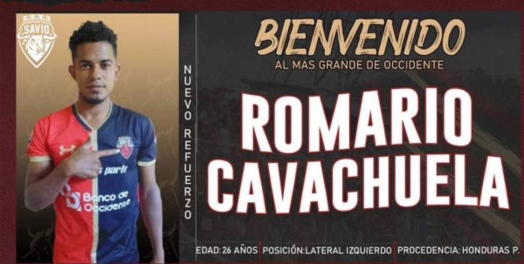 Romario Cavachuela: Militó en el Honduras Progreso y ahora fue fichado por el Deportes Savio.