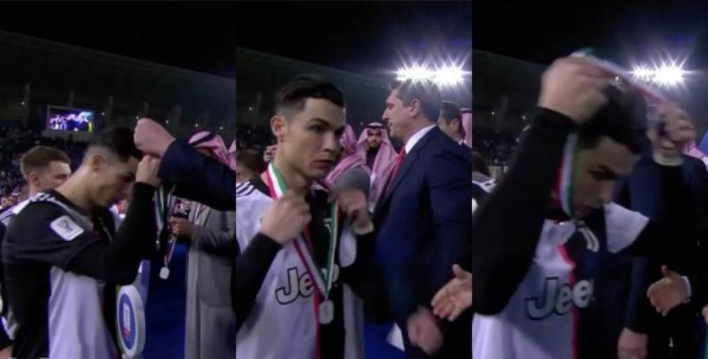 Cristiano Ronaldo se mostró maleducado. El portugués recibió la medalla de subcampeón, pero se sacó la presea y no saludó a un directivo, le dejó la mano en el aire.