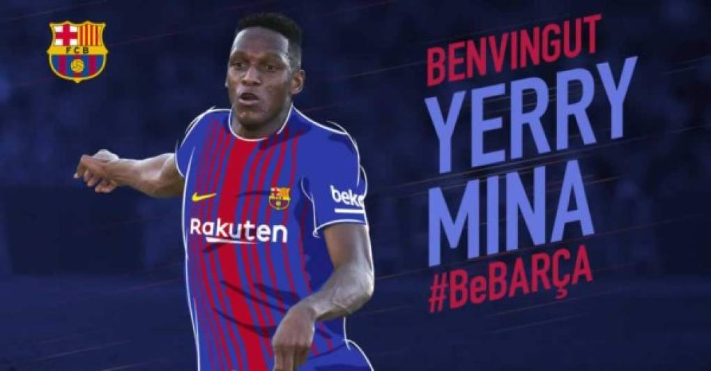 El Barcelona ha hecho oficial el fichaje de Yerry Mina. El central colombiano firma hasta 2023 y tendrá una cláusula de rescisión de 100 millones de euros. El coste del fichaje es de 11,8 millones de euros.