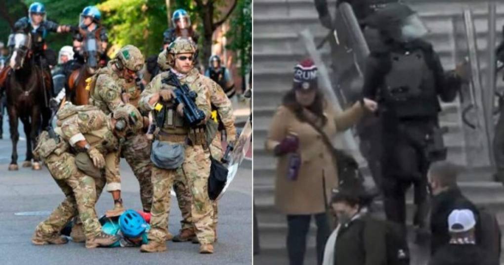 La 'blanda' actuación de la policía de Washington DC ante el asalto al Capitolio perpetrado ayer por los seguidores del presidente estadounidense Donald Trump ha causado indignación en EEUU tras viralizarse en redes sociales la comparación entre el trato a los manifestantes contra el racismo, que fueron duramente reprimidos por las fuerzas de seguridad en julio pasado.