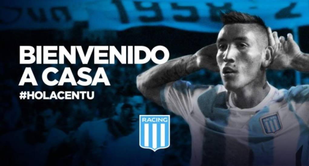 Racing hizo oficial en su cuenta de Twitter el regreso de Ricardo Centurión. El equipo argentino comprará el 70% del pase del jugador al Génova (el otro 30% era del propio Racing) por 4 millones de euros. Centurión sonó como posible fichaje del Málaga, pero finalmente regresa a Argentina.