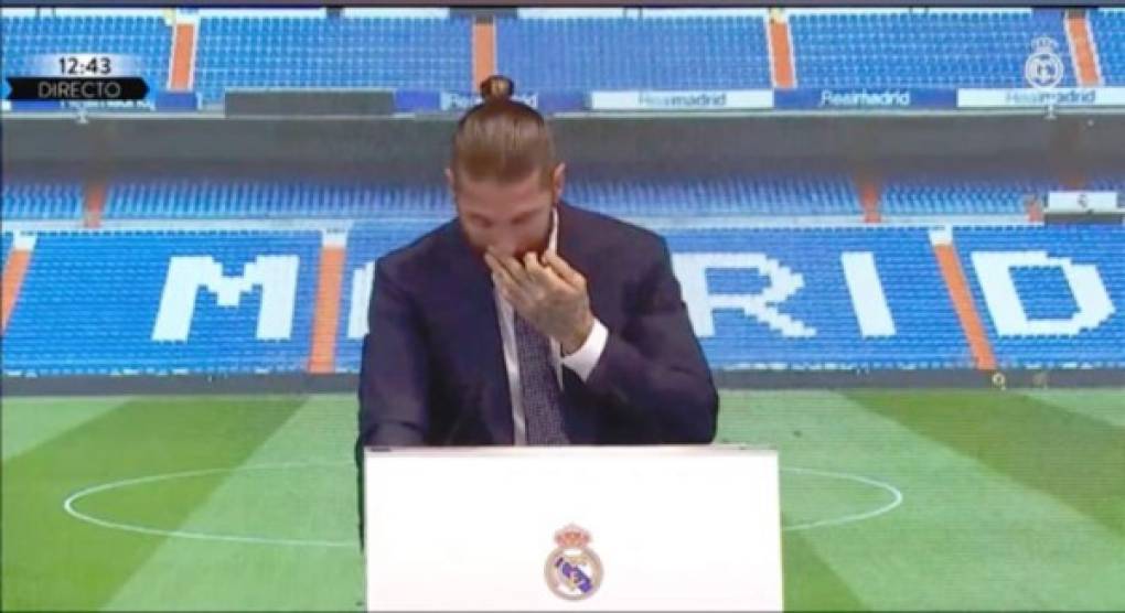 Sergio Ramos se emocionó hasta las lágrimas durante su acto de despedida del Real Madrid.