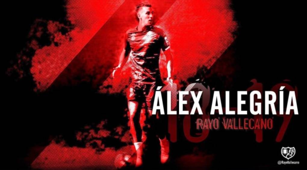 El delantero español Álex Alegría es oficialmente nuevo jugador del Rayo Vallecano. Llega cedido del Betis con opción de compra.