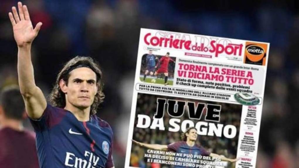 Según Il Corriere dello Sport, Edinson Cavani no está a gusto en el París Saint Germain (PSG). Su relación con Neymar no acaba de cuajar y el delantero uruguayo estaría buscando una salida del equipo francés. Y ahí aparece la Juventus como posible destino.