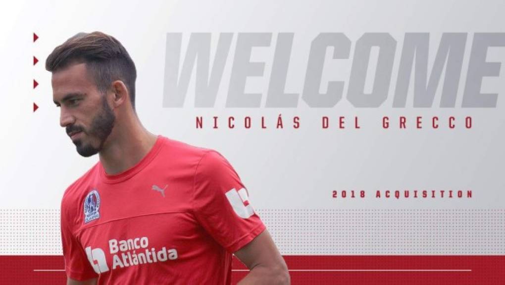 El defensa argentino Nicolás Del Grecco no es más jugador del Olimpia y ha sido fichado por el Chicago Fire de la Mayor League Soccer (MLS) de los Estados Unidos. Solo estuvo seis meses en Honduras.