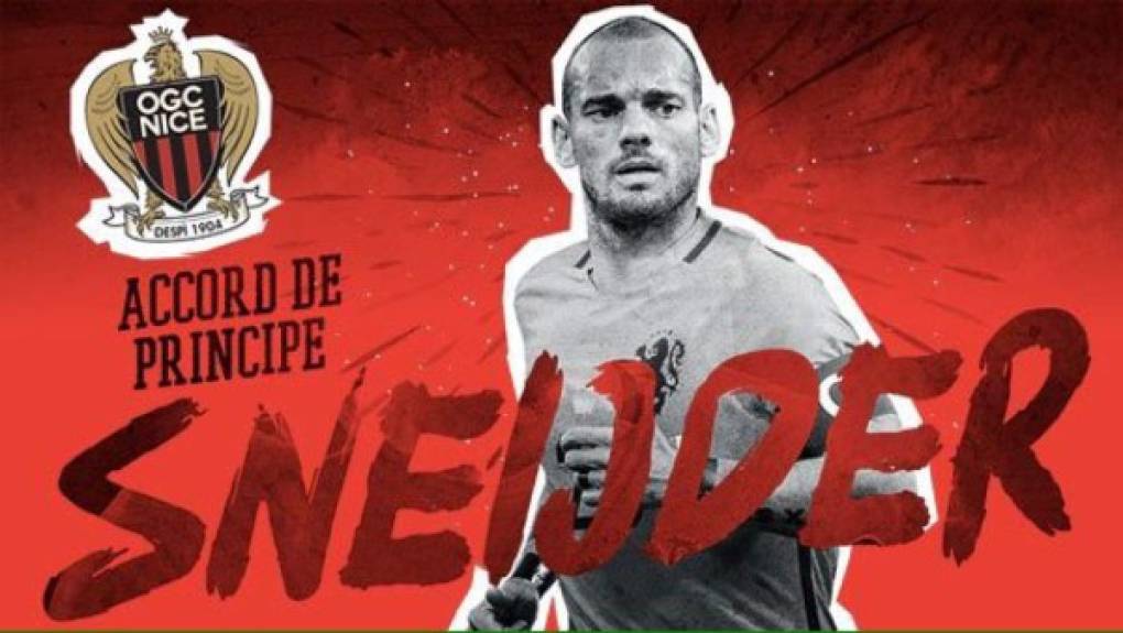 El Niza hace oficial fichaje de Sneijder. El volante holandés se unirá a Balotelli en el Niza. Se había desvinculado del Galatasaray y ahoran estarán formando un equipo capaz de luchar por la Ligue 1.
