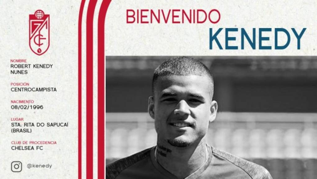El Granada CF ha hecho oficial este martes el acuerdo con el Chelsea para la cesión por una temporada de Robert Kenedy. El delantero brasileño, de 24 años, ya conoce LaLiga porque la pasada campaña también jugó a préstamo en el Getafe.