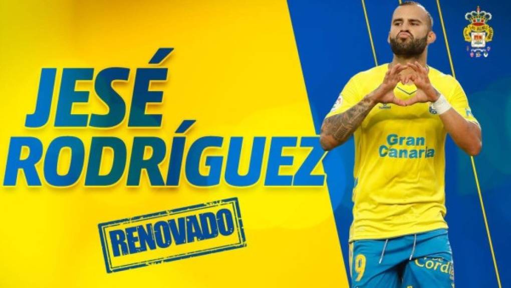 El delantero español Jesé Rodríguez y la UD Las Palmas han alcanzado este martes un acuerdo para la renovación del contrato del futbolista por una temporada, según informa el club isleño en un comunicado oficial.