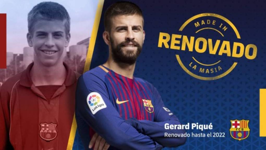 El FC Barcelona anunció la renovación de Gerard Piqué hasta 2022. El defensa central tendrá una cláusula de rescisión millonaria, de 500 millones de euros.