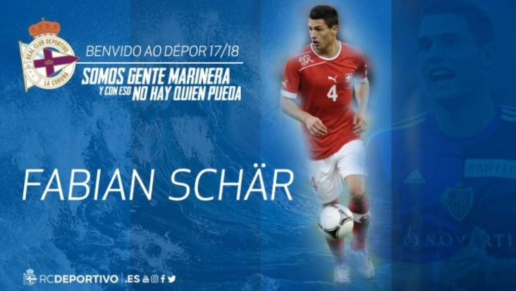El internacional suizo Fabian Schär ha firmado con el Deportivo La Coruña por cuatro temporadas. El central proviene del Hoffenheim y por el momento se desconocen más detalles.